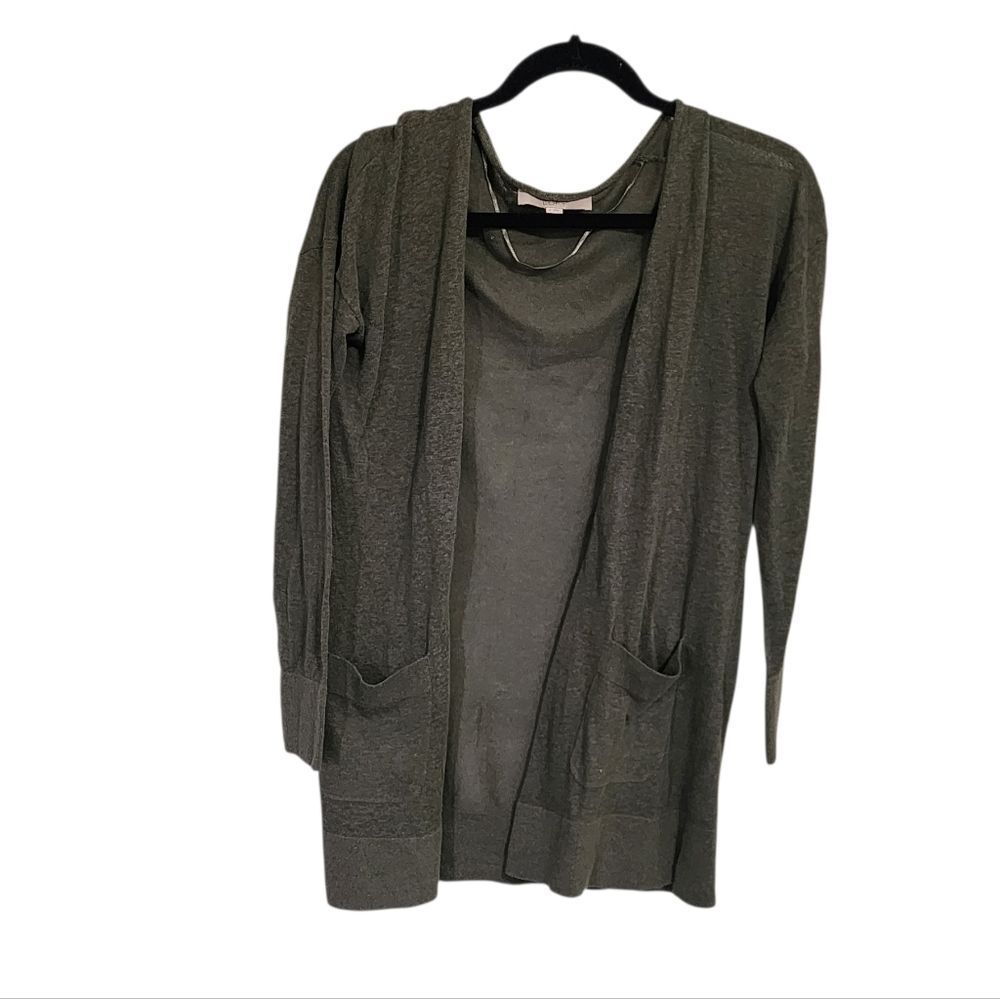 Loft Cardigan Sweater S Green Linen Blend Goblin Indie Granola